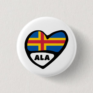 Åland Islands Country Code Flag Heart Pin Badge
