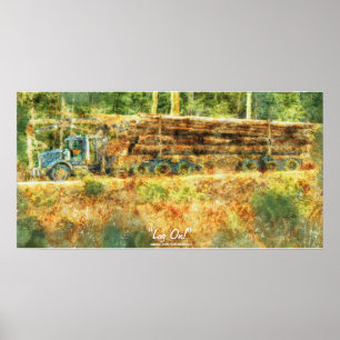 Alaska Highway Loging Truck Transport Poster