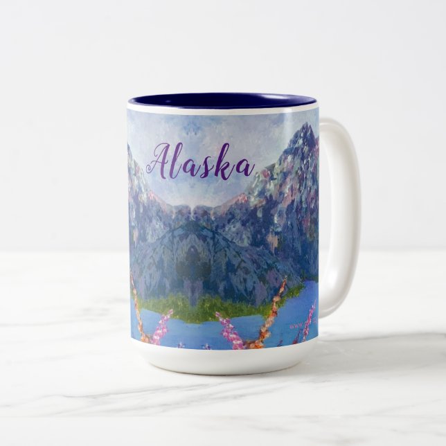 Alaskan Fireweed Mountain 15oz Coffee Mug (Devant droit)