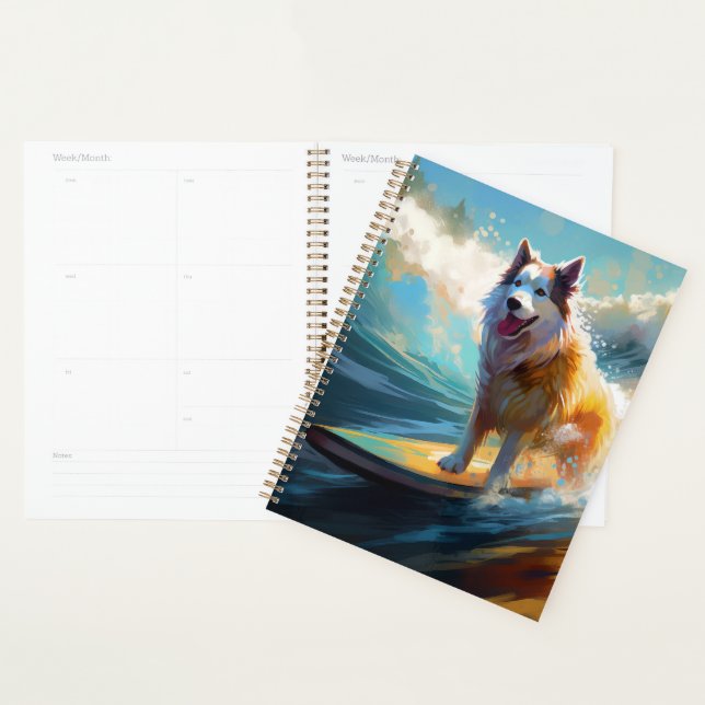 Alaskan Malamute Beach Surf Peinture (Devant avec enveloppe)