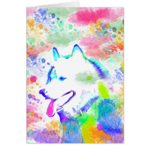 Alaskan Malamute Chien Watercolor Art Portrait