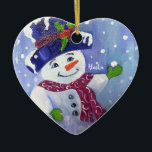 Alaskan Snowball Snowman coeur céramique ornement<br><div class="desc">Célébration des neigeurs de l'Alaska</div>