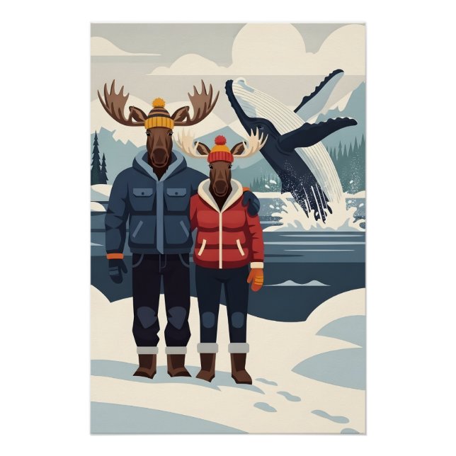 Alaskan whale watching photobomb poster (Devant)