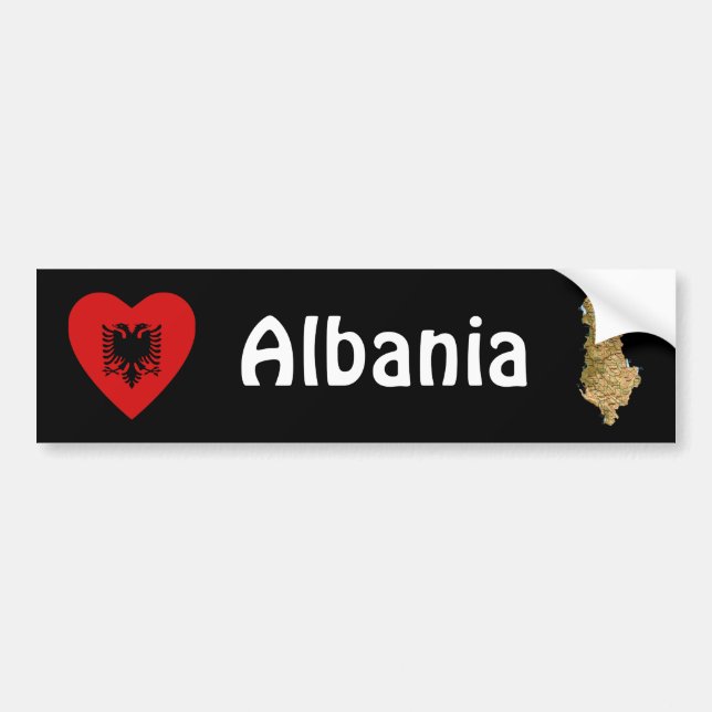 Albanie Coeur du drapeau + Sticker pare-chocs (Devant)