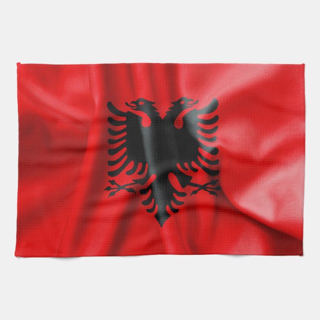 Albanie Drapeau Serviettes de cuisine (Horizontal)