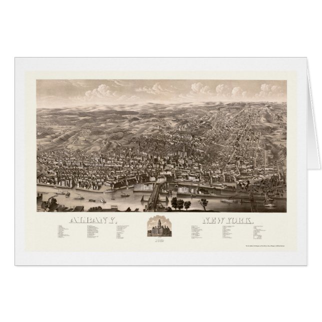 Albany, carte panoramique de NY - 1879 (Devant horizontal)