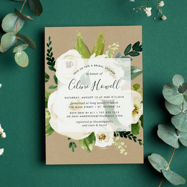 Albâtre Floral Kraft Invitation à la douche nuptia (Créateur téléchargé)