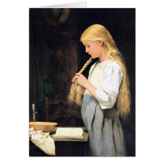 Albert Anker, Mädchen meurent flechtend de Haare