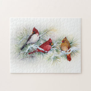 Albino Cardinal Visites Jigsaw Puzzle