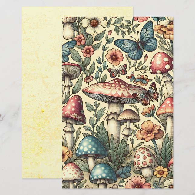 Album de découpage Champignons, Fleurs, Papillons  (Devant / Derrière)