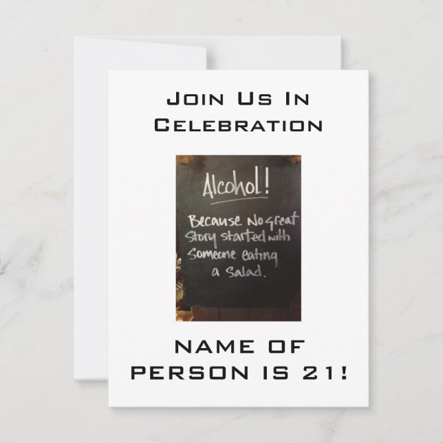 ALCOHOL HUMOUR-21e ANNIVERSAIRE INVITATION À LA FÊ (Devant)
