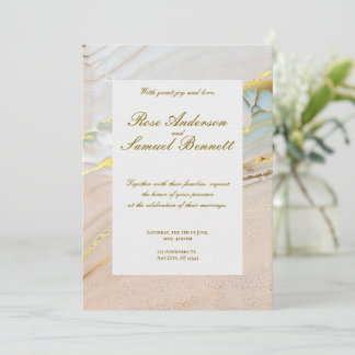 Alcohol Ink Elegant Monogram Wedding Invitation