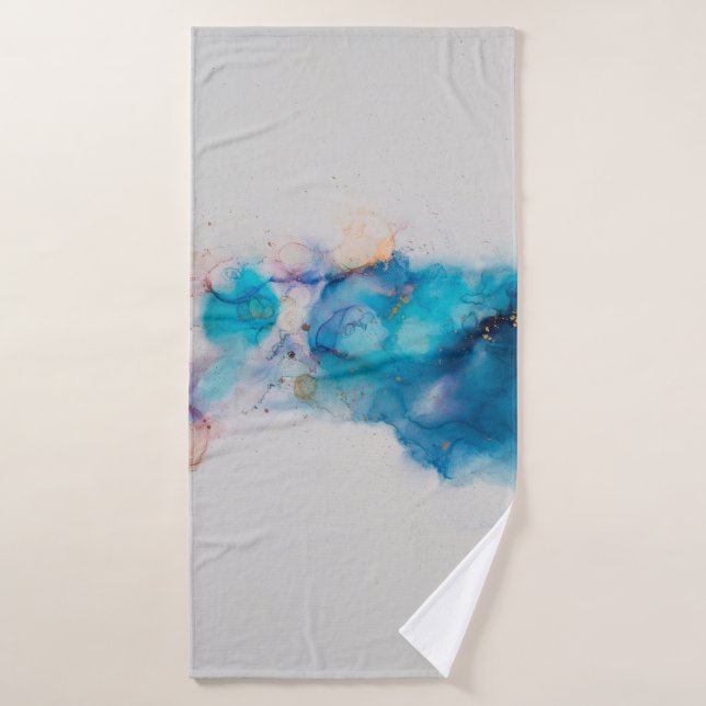 Alcool Enk Art. Peinture Abstraite. Alcool Ink ba (Serviette de bain)