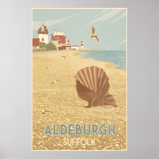 Aldeburgh Suffolk Seaside Travel Poster (Devant)