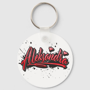 Aleksandra red heart graffiti porte-clés