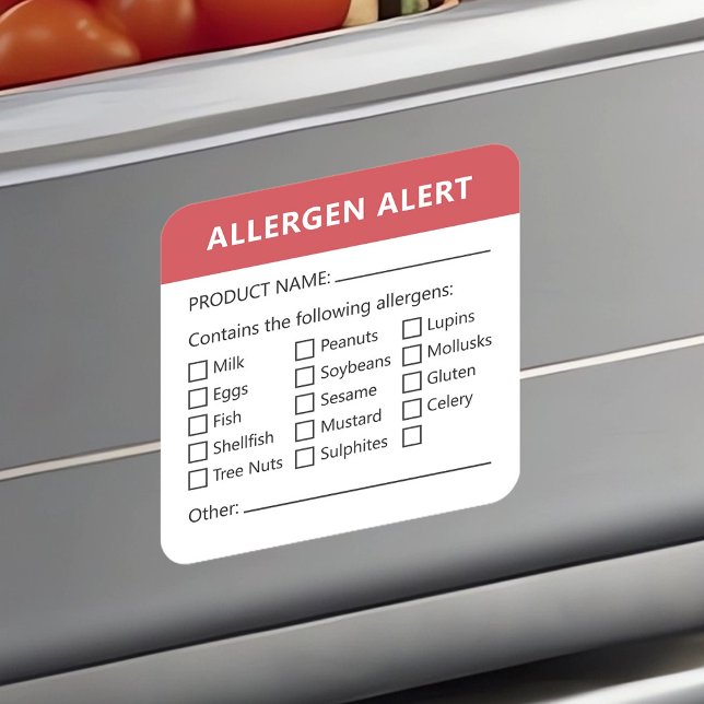Alerte allergique Sécurité alimentaire Étiquette d (Alert Sticker Zoomed)
