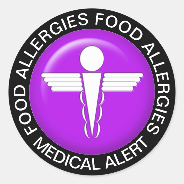 Alerte Médicale - Autocollant rond violet classiqu (Devant)