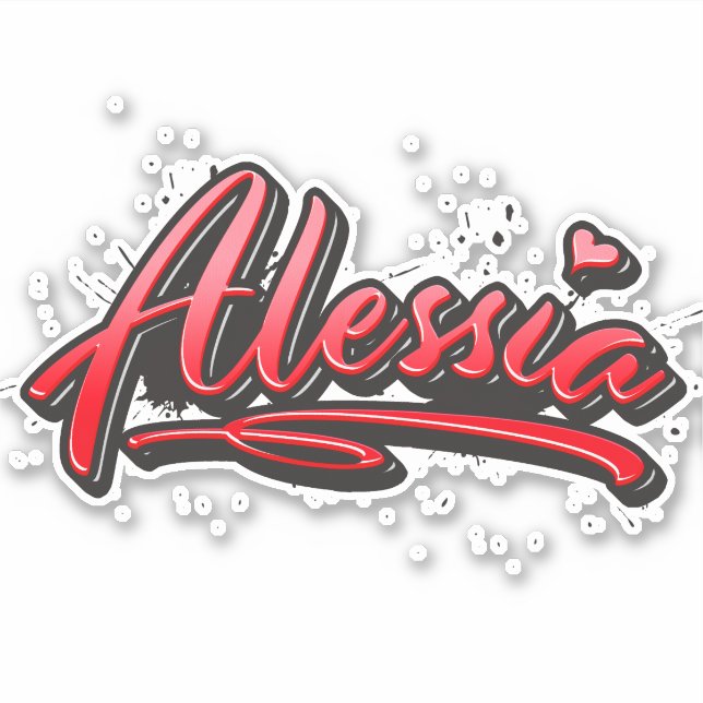 Alessia red Heart Graffiti Autocollants (Devant)