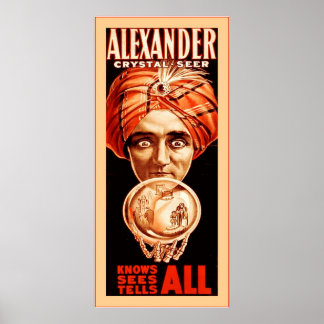 Alexander, Crystal Seer ~ Poster magicien Vintage