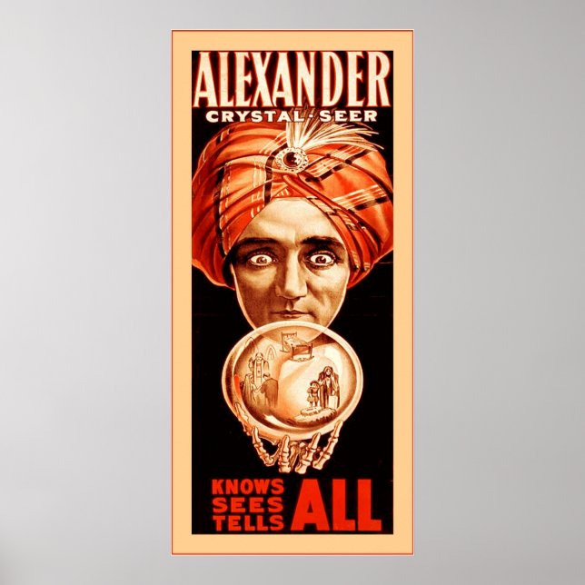 Alexander, Crystal Seer ~ Poster magicien Vintage (Devant)