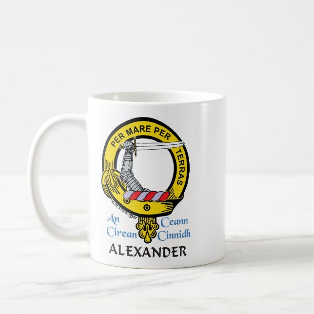 ALEXANDER Ecosse Clan Crest Mug (Gauche)
