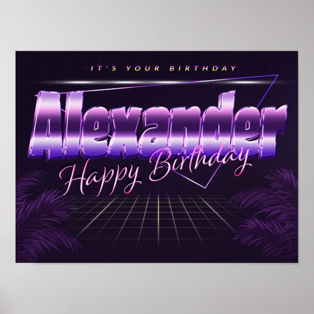 Alexander Nom Vorname retro Poster Geburtstag (Devant)