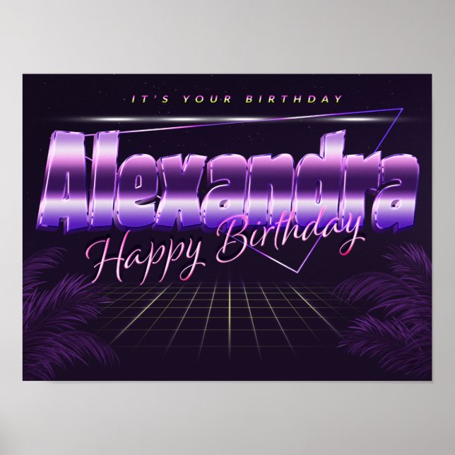 Alexandra Nom Vorname retro Poster Geburtstag (Devant)
