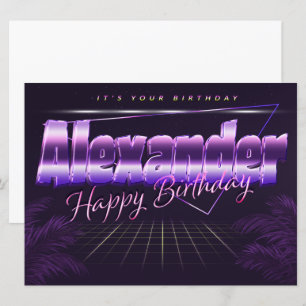 Alexandre Name Prénom lila retro Carte Anniversair