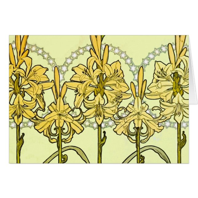 Alfonse Mucha Art Nouveau Lily motif floral (Devant horizontal)