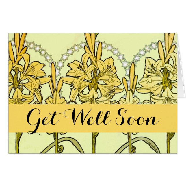 Alfonse Mucha Art Nouveau Lily motif floral (Devant horizontal)