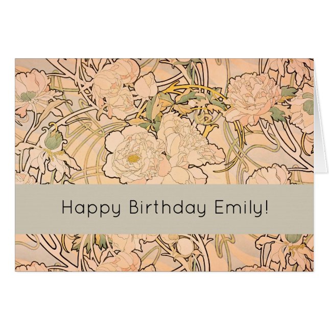 Alfonse Mucha Art Nouveau Peonies (Devant horizontal)