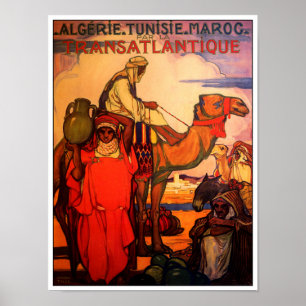 ALGÉRIE ARABE vintage TUNISIA MAROC Poster de voya