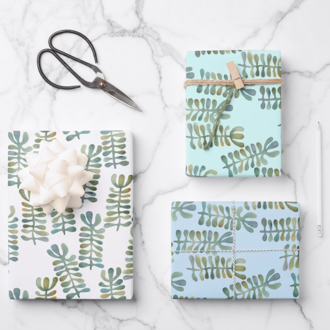 Algues Feuilles Aquarelle Nature Botanique Cadeau (Recto)