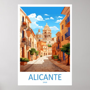 Alicante Espagne Affiche de Voyage Vintage Ski Nat