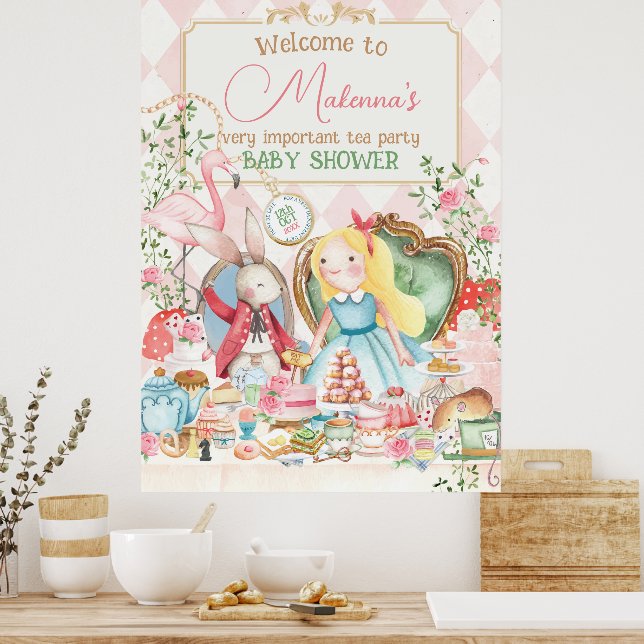 Alice Adventure Woderland Baby Showe Affiche de bi (Cuisine)