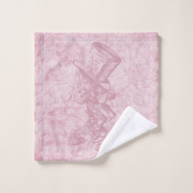 Alice au pays des merveilles Art rose floral fait  (Gant de toilette)