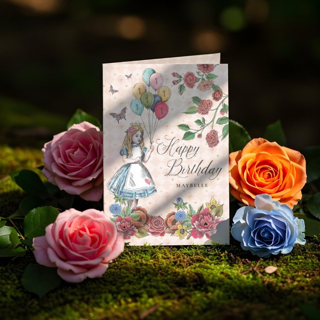 Alice au pays des merveilles Fairytale Bonne carte (Alice in Wonderland Fairytale Happy Birthday Card)