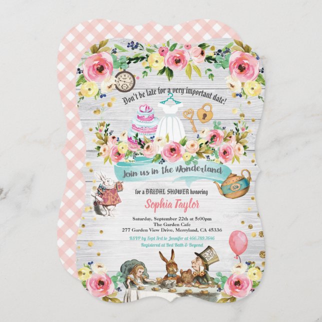 Alice au pays des merveilles invitation à la douch (Devant / Derrière)