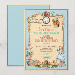 Alice au pays des merveilles invitation bleu