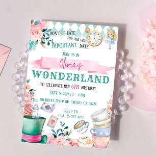 Alice au pays des Merveilles Invitation d'annivers