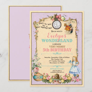 Alice au pays des merveilles invitation d'annivers