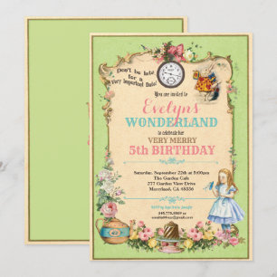 Alice au pays des merveilles invitation verte