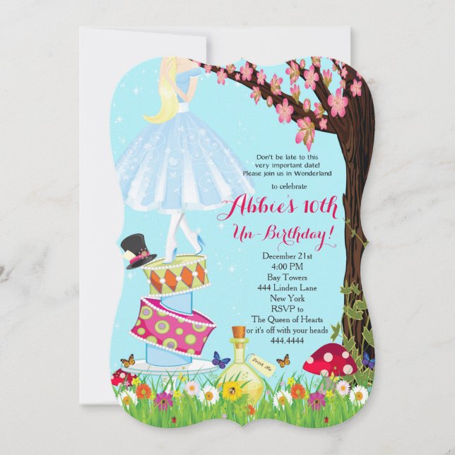 Alice au pays des merveilles Invitations d'anniver (Devant)