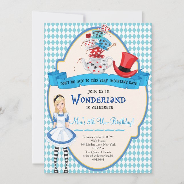 Alice au pays des merveilles Invitations d'anniver (Devant)