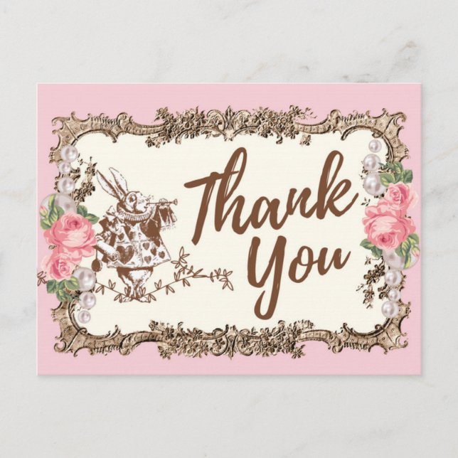 alice au pays des merveilles merci carte postale (Devant)