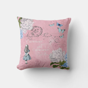 Alice au pays des merveilles Oreiller bleu rose fl