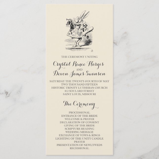 Alice au pays des merveilles Programme de cérémoni (Devant)