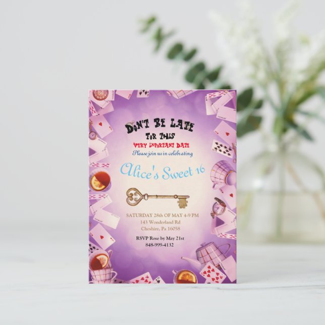 Alice Au Pays Des Merveilles Save The Date Cartes  (Debout devant)