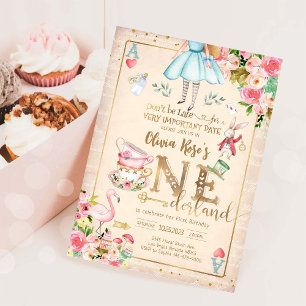 Alice au pays des ONEmerveilles Invitation d'anniv