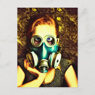 Alice avec cheveux rouges dans une carte postale d